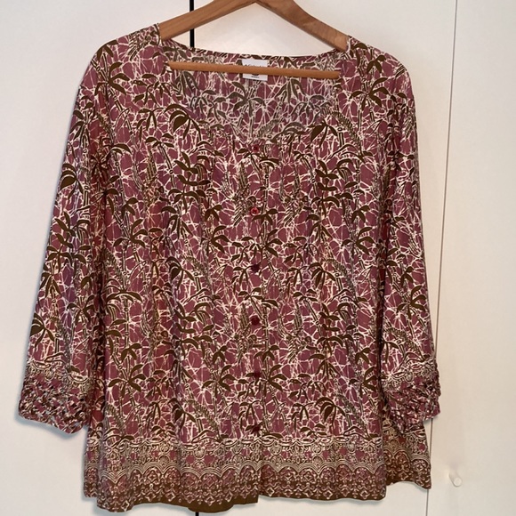 Columbia blouse cotton palm tree mauve 2X - Picture 8 of 17